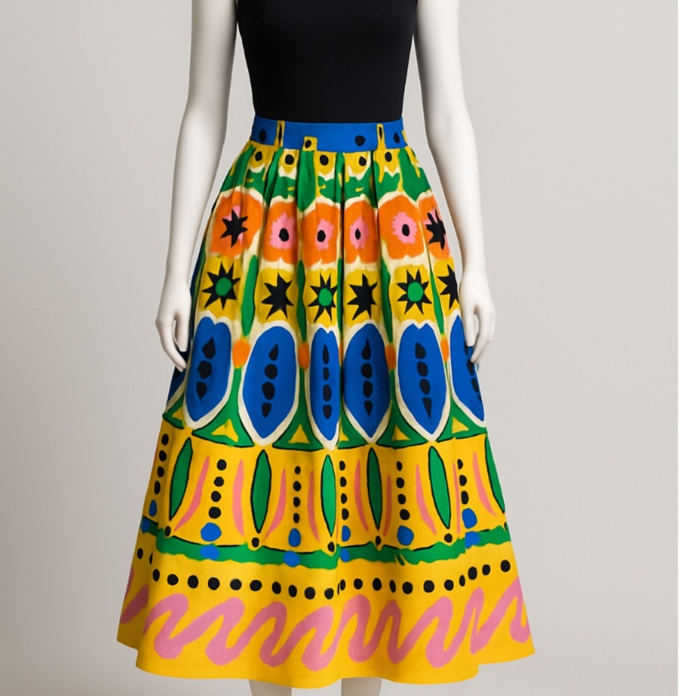 ZARA WOMAN HIGH WAIST MAXI PRINTED COTTON SKIRT